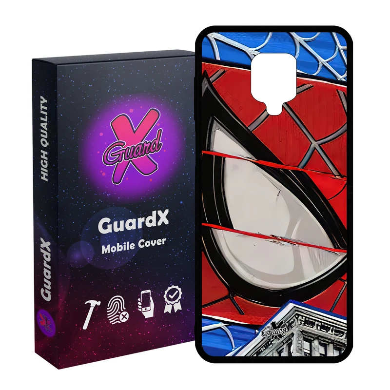 کاور گارد ایکس طرح مرد عنکبوتی مدل Glass10491 مناسب برای گوشی موبایل شیائومی Redmi Note9 Pro/Note 9 Pro Max/Redmi Note 9S/MI Poco M2 Pro