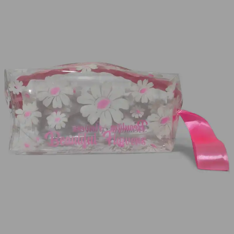 کیف لوازم آرایش زنانه مدل طلقی مکعبی گلدار