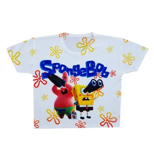 کراپ‌تاپ آستین کوتاه زنانه مدل باب اسفنجی کد K170 رنگ سفید