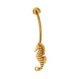 پیرسینگ ناف طلا 18 عیار زنانه گالری طلای هور طرح اسب دریایی کد RPI317 