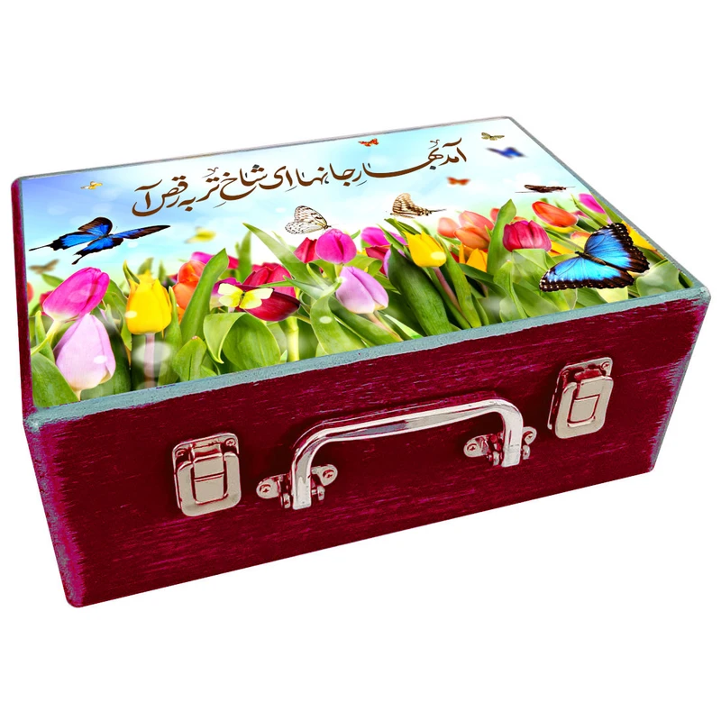  جعبه هدیه چوبی مدل چمدان بهاری کد WS643