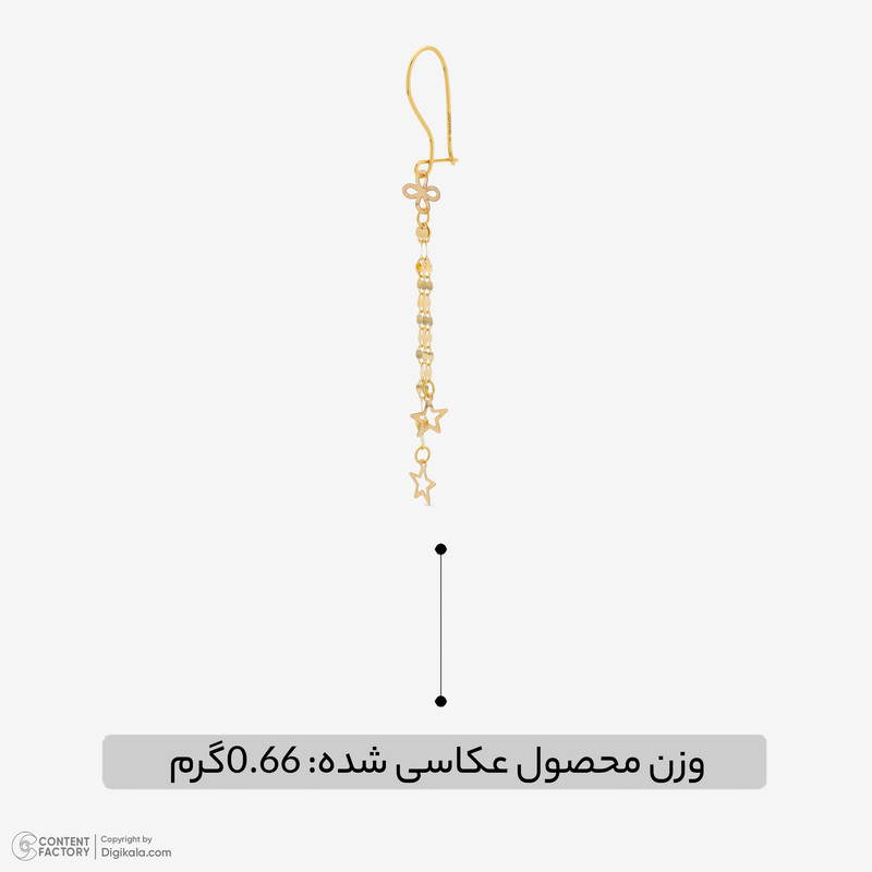 گوشواره عصایی طلا 18 عیار زنانه مطیع ها مدل ستاره - 2