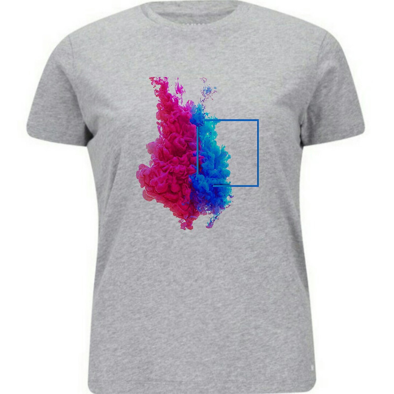 تی شرت آستین کوتاه زنانه طرح مربع رنگ طوسی