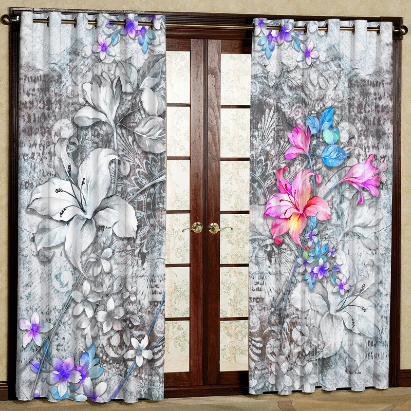 پرده مدل گل دار  مخمل پانچی کد 1150L سایز 140x280 سانتی متر