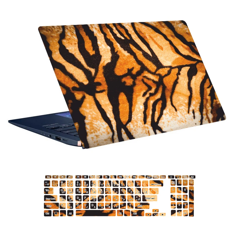 استیکر لپ تاپ توییجین و موییجین طرح Tiger کد 13 مناسب برای لپ تاپ 15.6 اینچ به همراه برچسب حروف فارسی کیبورد 