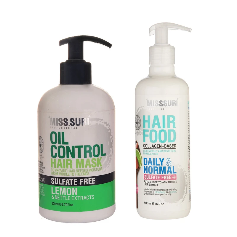 ماسک مو میسوری مدل DAILY & NORMAL مناسب برای موی خشک حجم 500 میلی لیتر به همراه ماسک مو میسوری مدل لیمو و گزنه مناسب برای موی معمولی حجم 500 میلی لیتر
