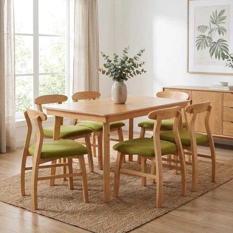 میز و صندلی ناهارخوری شش نفره گروه تولید اسپیناس مدل T-W-406