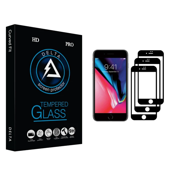 محافظ صفحه نمایش دلتا مدل HD مناسب برای گوشی موبایل اپل iPhone 7 بسته سه عددی