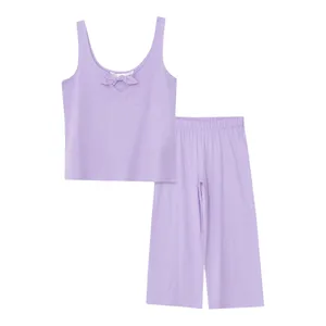 ست تاپ و شلوارک زنانه ال سی وایکیکی مدل سوپر پنبه گره ای