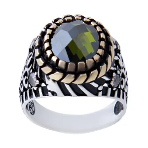 انگشتر نقره مردانه بازرگانی میلادی مدل سنگ اونیکس تراش دار رکاب ترک وارداتی کد AM_433