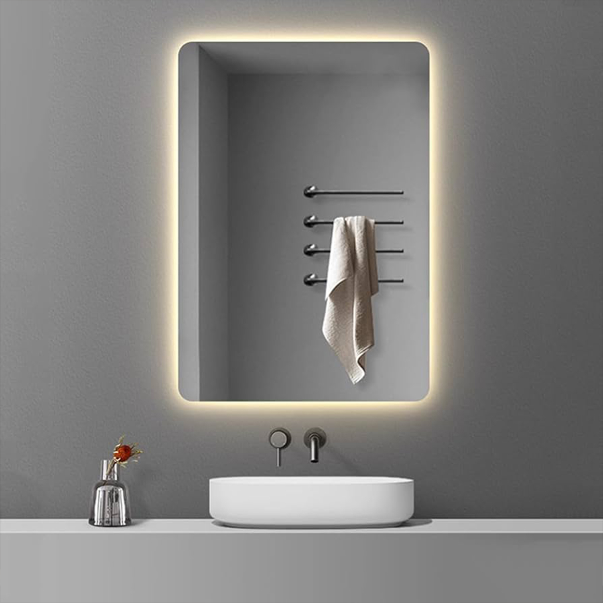 آینه سرویس بهداشتی مدل مستطیل عمودی بک لایت کد wr70
