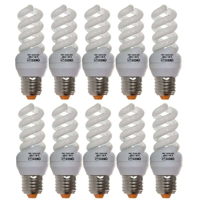 لامپ کم مصرف 9 وات اوکس مدل FS109 پایه E27 بسته 10 عددی