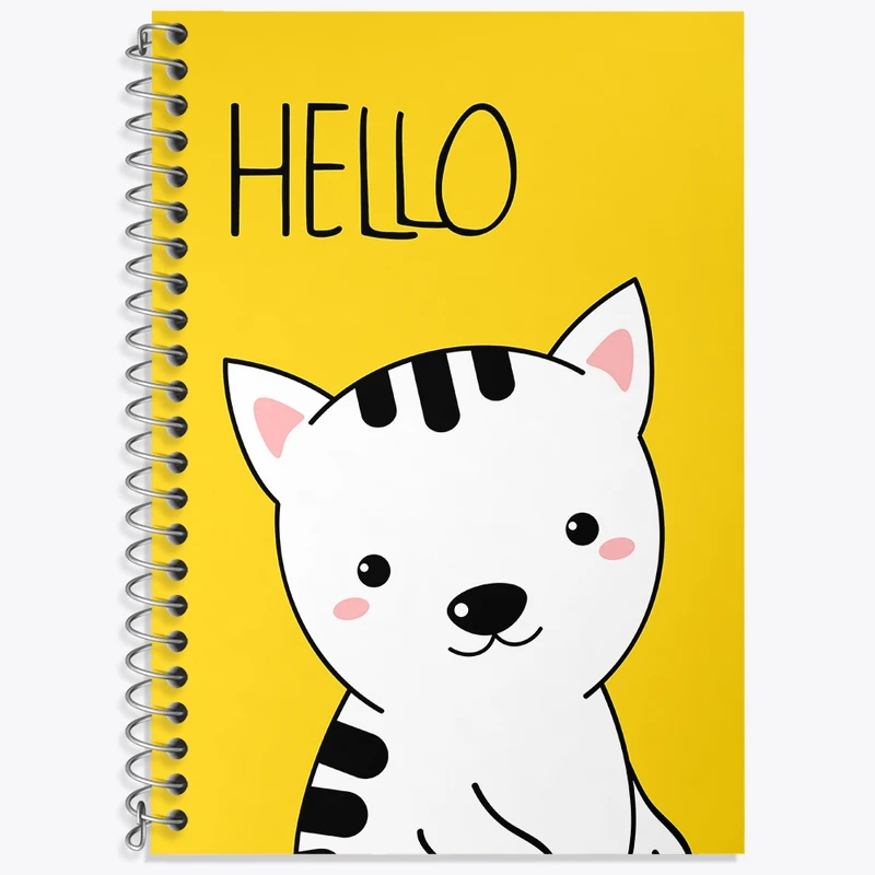 دفتر زبان 50 برگ خندالو مدل سه خط طرح گربه (Cat) کد N898