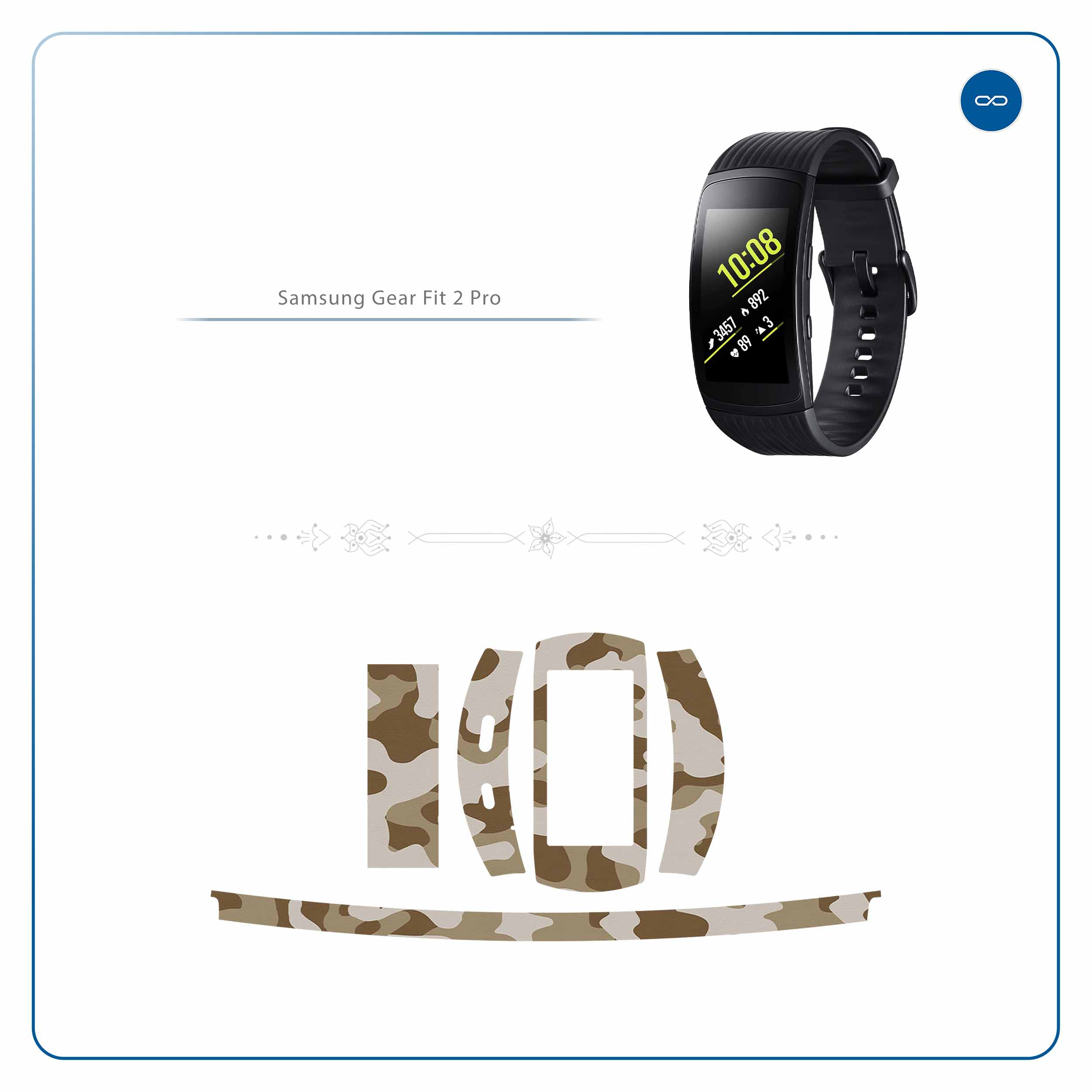 برچسب ماهوت طرح Army-Desert مناسب برای ساعت هوشمند سامسونگ Galaxy Gear Fit 2 Pro