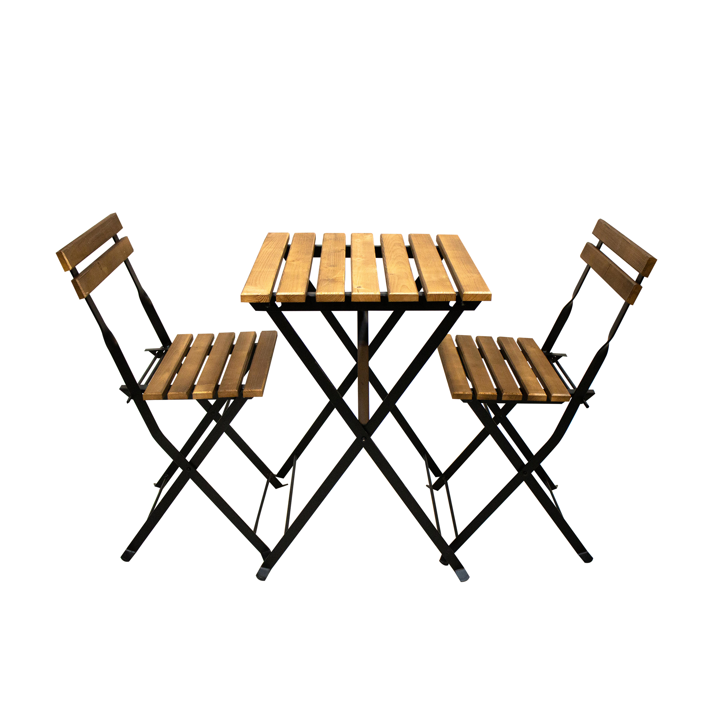 میز و صندلی سفری مدل چوب و فلز تاشو مجموعه سه عددی