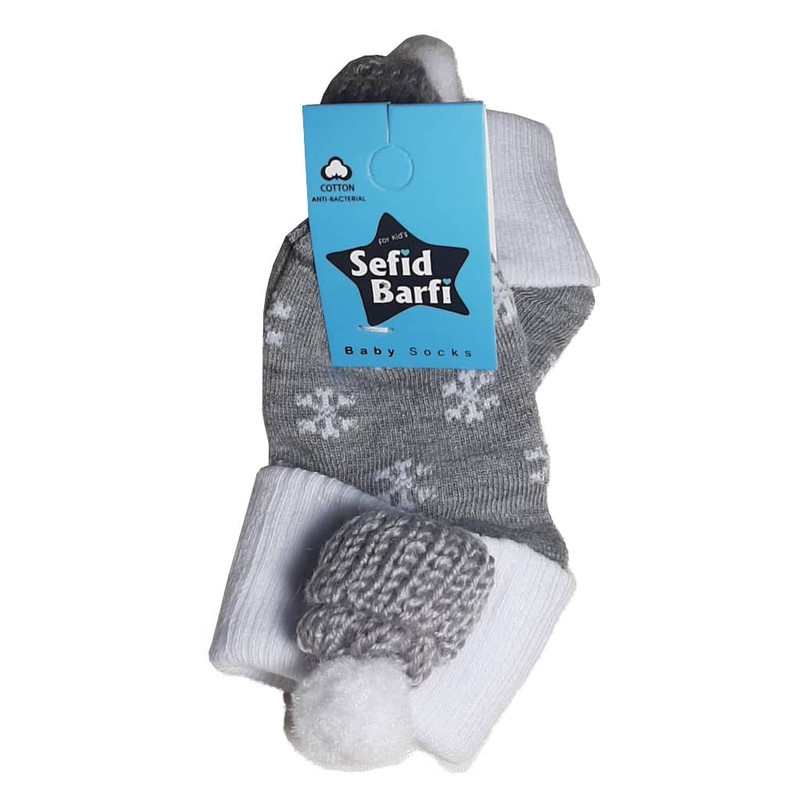 جوراب نوزادی مدل برفی کد 0202