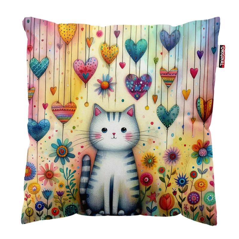 کوسن پاد آفرین مدل گربه کیوت بامزه فانتزی کد PK302079 سایز 30*30 سانتی متر