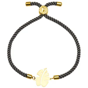 دستبند طلا 18 عیار زنانه الن نار مدل طرح برگ انجير ELN2804