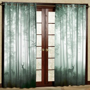 پرده مدل جنگل گوزن هازان پانچی کد 4722 سایز 140x200 سانتی متر