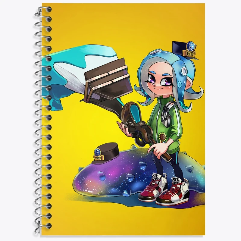 دفتر زبان 50 برگ خندالو مدل سه خط طرح بازی اسپلاتون (Splatoon) کد 33337