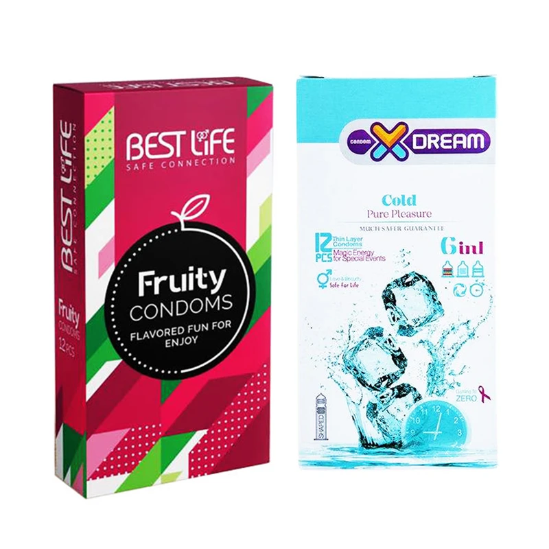 کاندوم بست لایف مدل Fruity بسته 12 عددی به همراه کاندوم ایکس دریم مدل Cold بسته 12 عددی