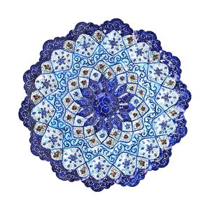 بشقاب دیوار کوب میناکاری مدل اسلیمی کد B30