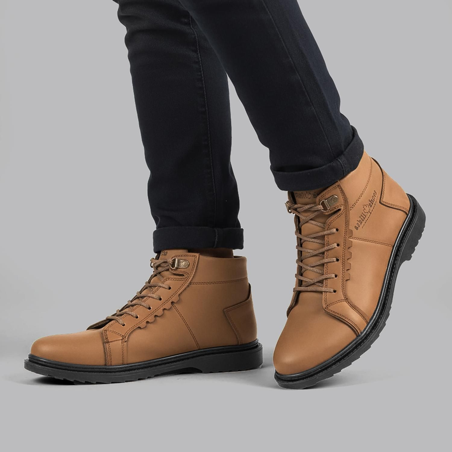 نیم بوت مردانه مدل شیک گام رنگ عسلی -  - 1