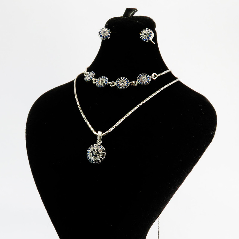 نیم ست نقره زنانه طرح چشم نظر کد AV054-1