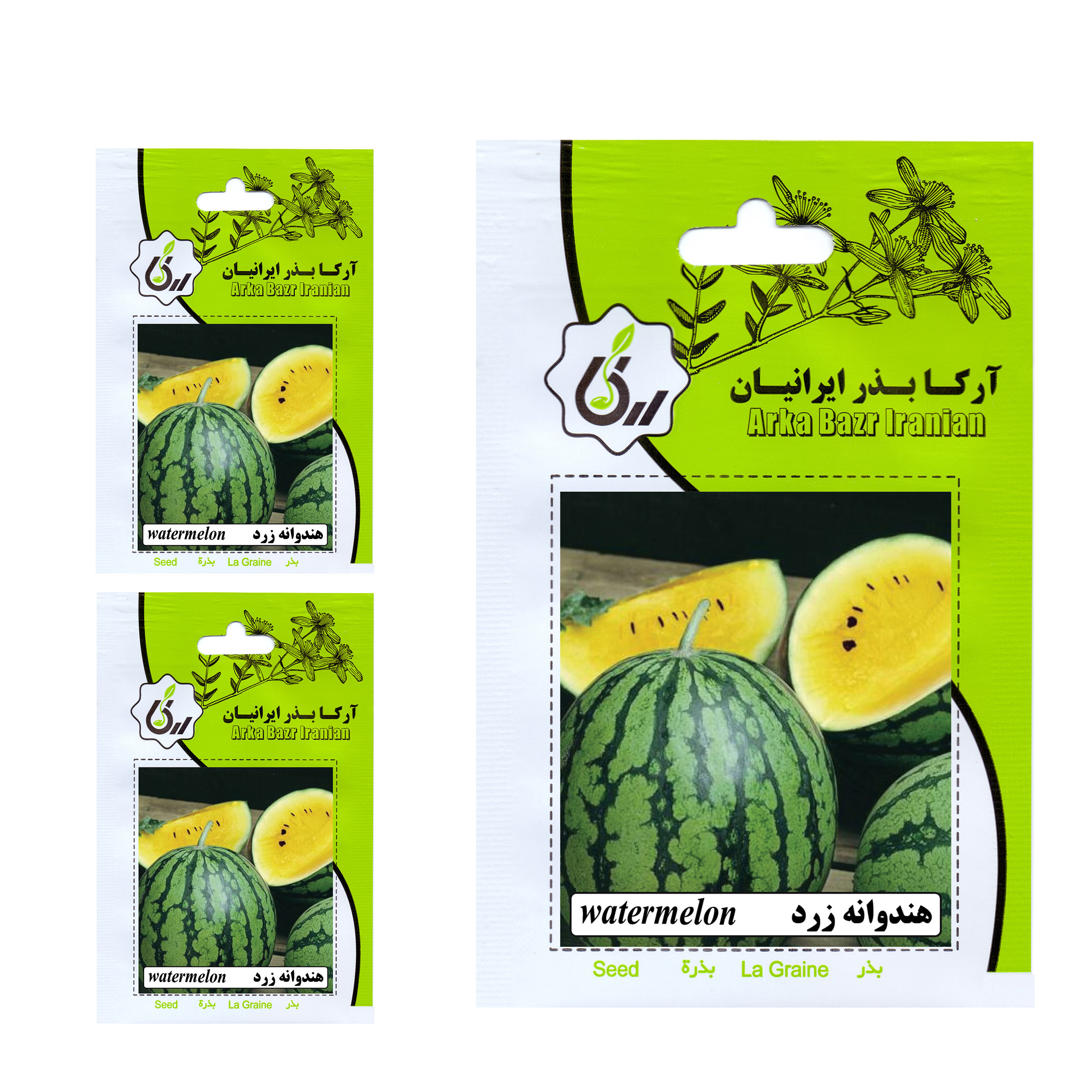 بذر هندوانه زرد آرکا بذر ایرانیان کد 008 مجموعه 3 عددی