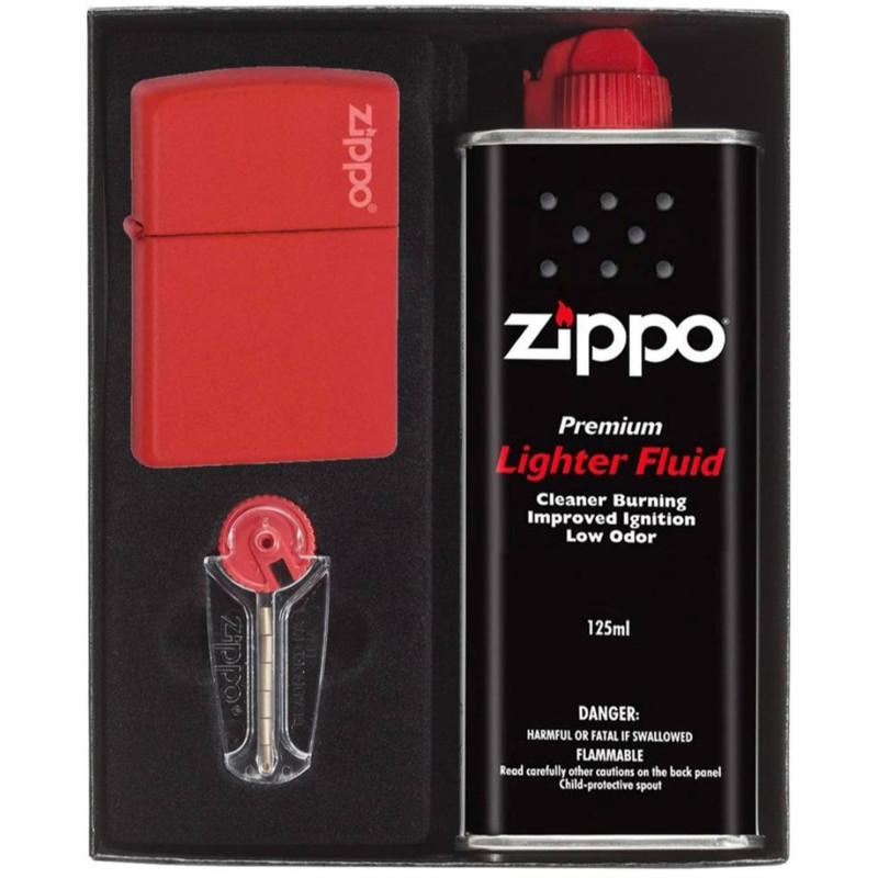 ست هدیه فندک زیپو مدل Red Matte with Zippo Logo کد 235