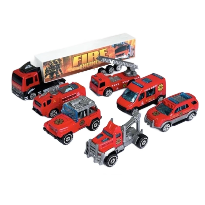 ماشین بازی مدل فلزی آتش نشانی کد 1033 مجموعه 7 عددی
