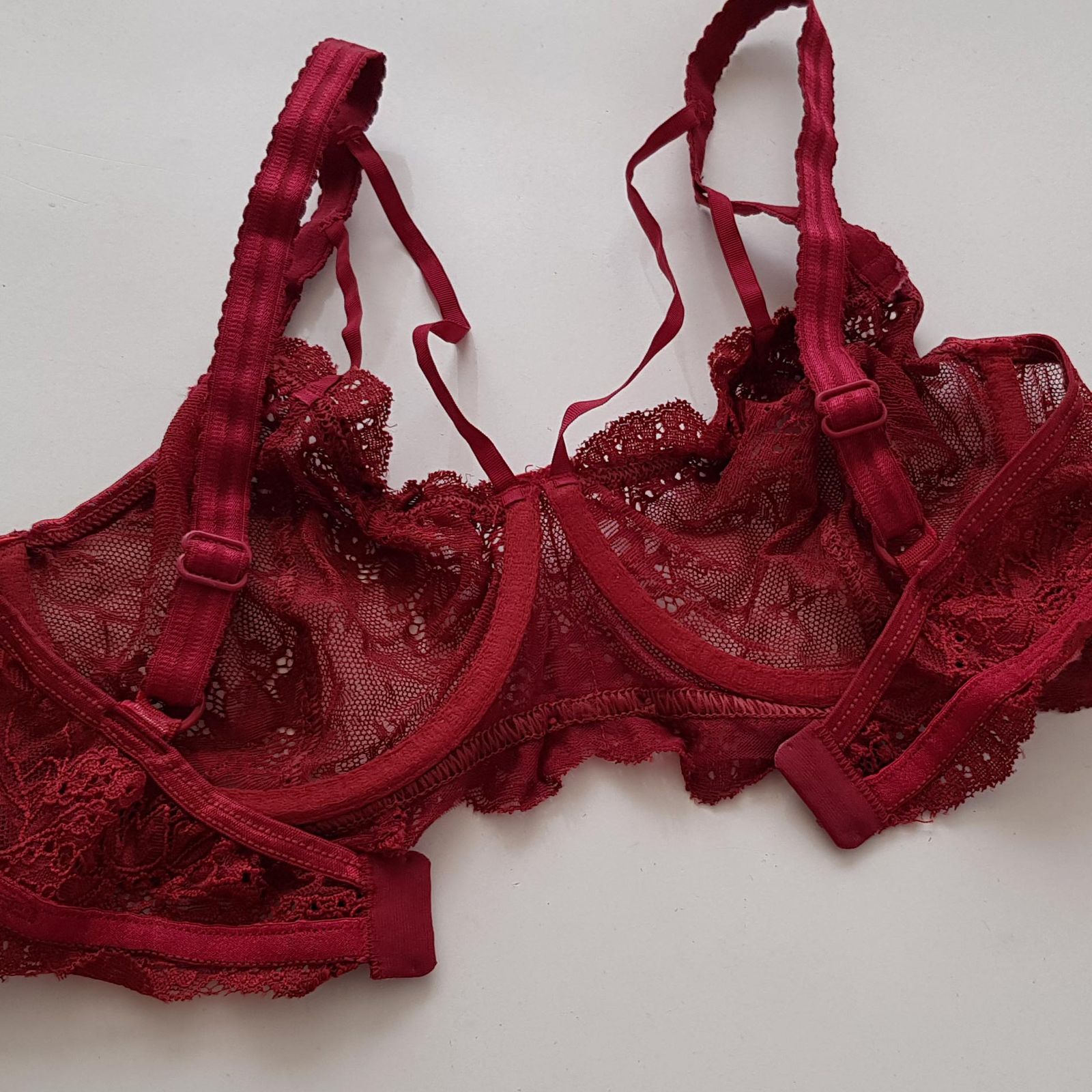 ست شورت و سوتین زنانه ماییلدا مدل فنردار گیپوری کد 4691-8585 رنگ زرشکی -  - 6