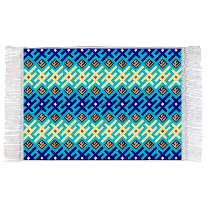 فرش ماشینی دیوارکوب اطلس آبی مدل علی کد T3845