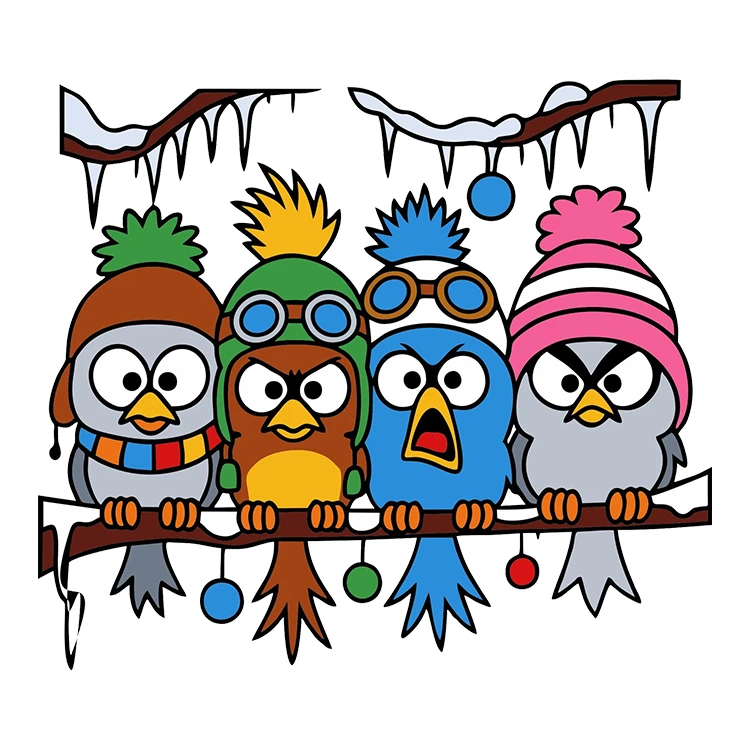 استیکر پارچه و لباس پاد آفرین مدل زمستان طرح پرنده کد S2844