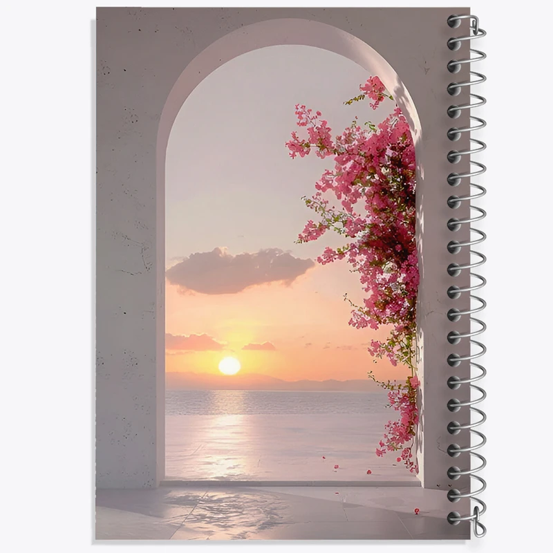 دفتر مشق 100 برگ خندالو طرح منظره ی غروب دریا کد F7479