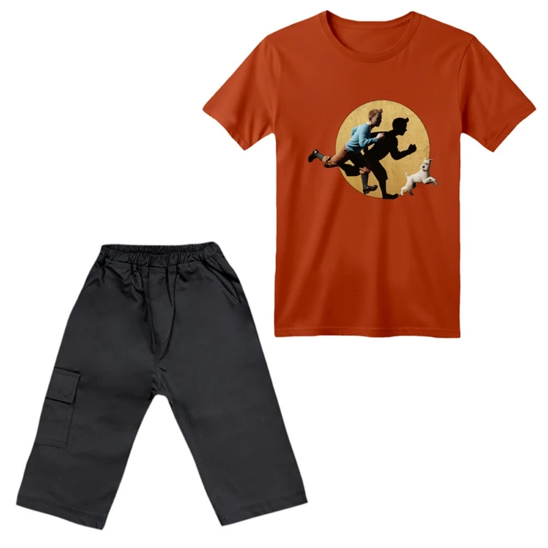 ست تی‌شرت آستین کوتاه و شلوارک پسرانه مدل تن تن