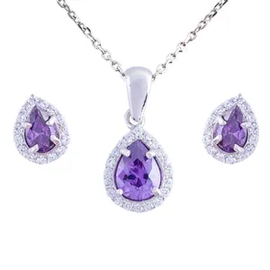 نیم ست نقره زنانه مدل اشک AMT_N123