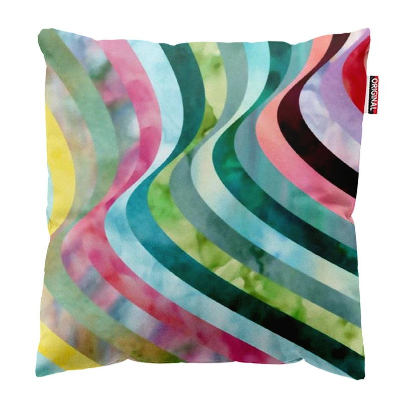  کوسن پاد آفرین طرح خطوط رنگی کد 1454 سایز 30*30 سانتی متر