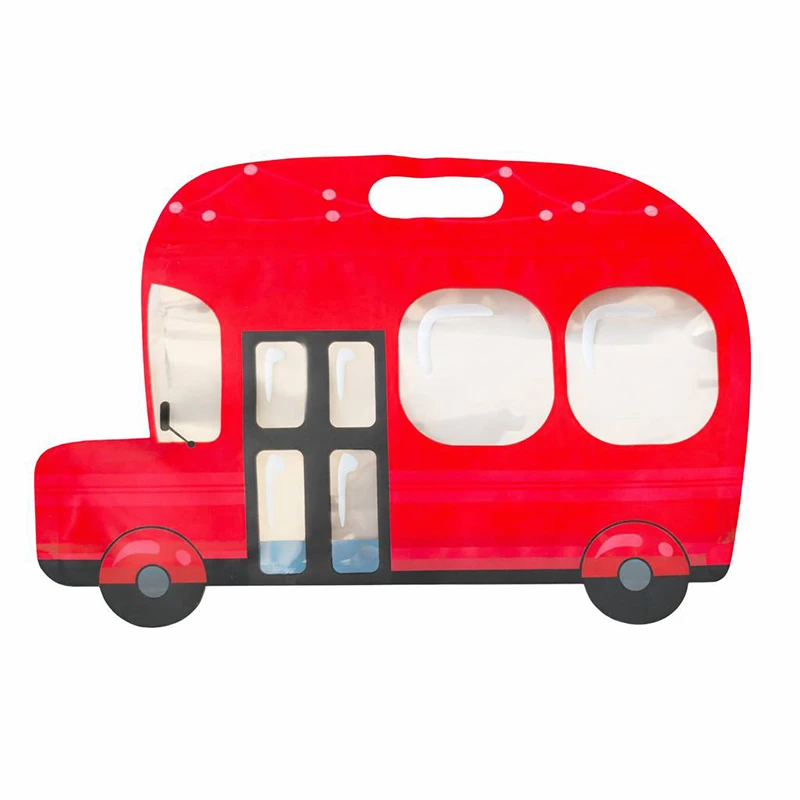 کیسه زیپ دار مدل فانتزی پلاستیکی طرح اتوبوس کوچولو مجموعه 5 عددی