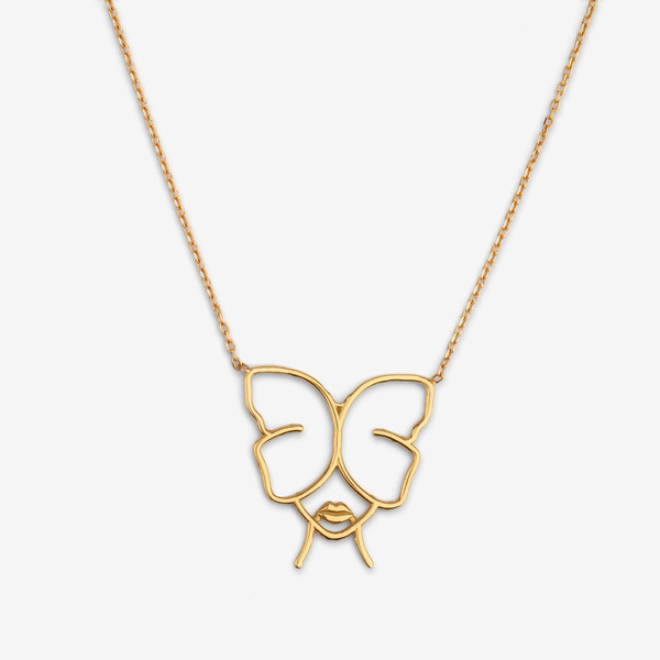 گردنبند طلا 18 عیار زنانه با زنجیر حلقهای (فلامینگو) وی گالری مدل پروانه مینیمال کد NC1883