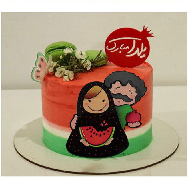 تاپر تزیین کیک به گز مدل شب چله زمستون یلدا