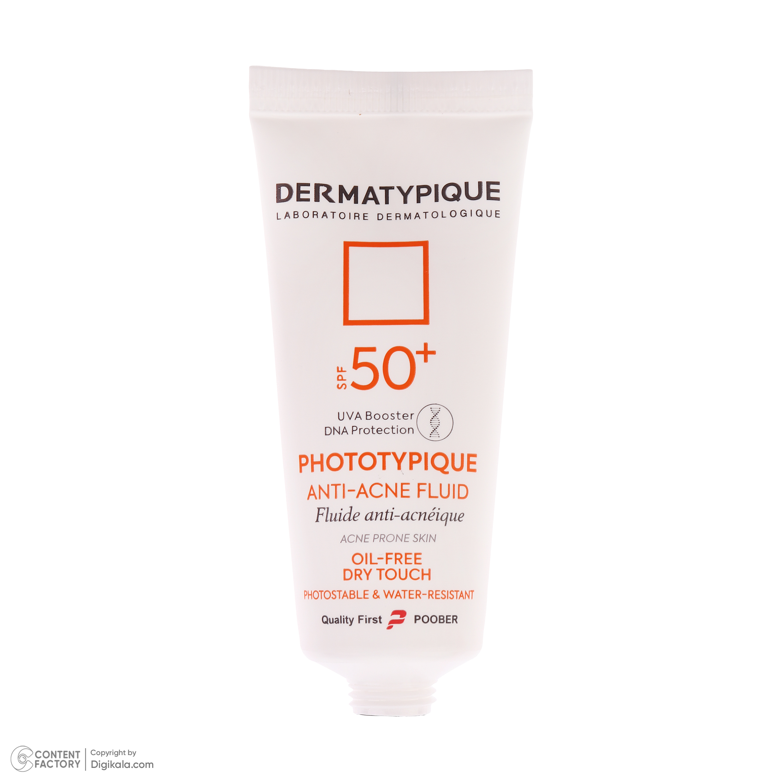 فلوئید ضد آفتاب بدون رنگ درماتیپیک مدل anti acne محافظ UVA،UVB مناسب برای انواع پوست حجم 40 میلی لیتر