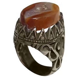 انگشتر نقره مردانه مدل جزع حکیمی یمن JHY1813