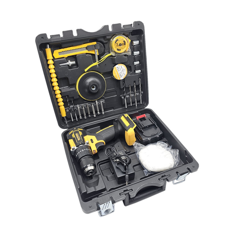 دریل پیچ گوشتی چکشی شارژی صنعتی نئوپاور مدل براشلس کد 1 مجموعه 26 عددی