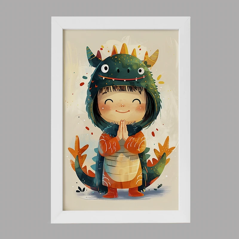 تابلو خندالو مدل دختر اژدهایی کیوت کد F7411