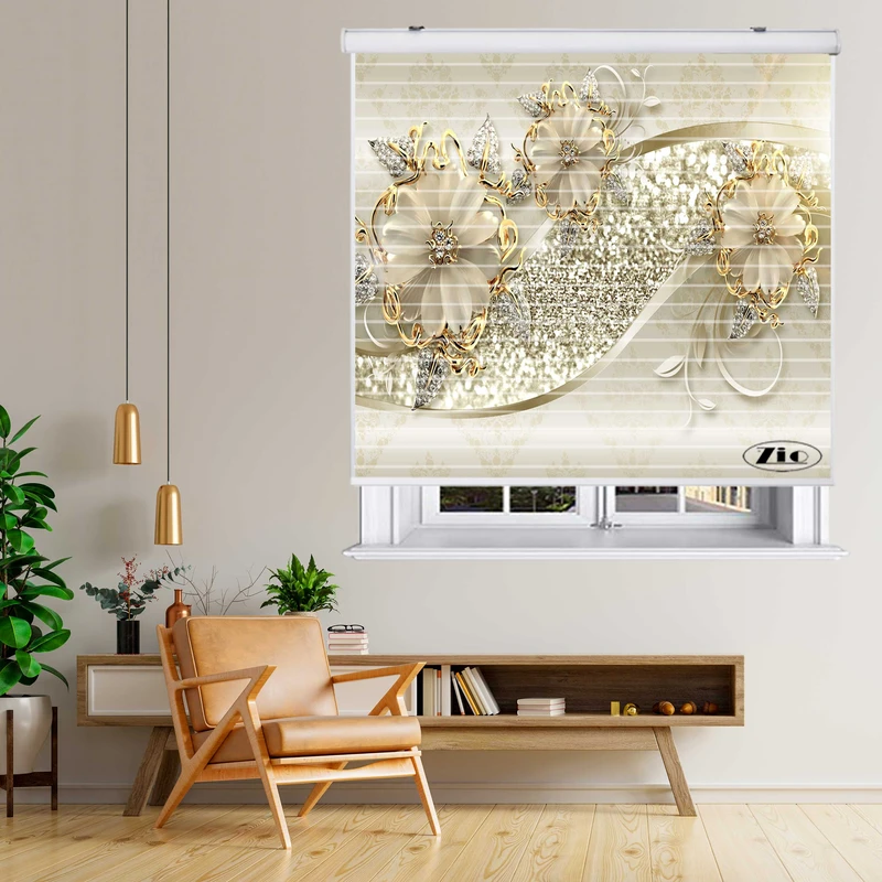 پرده زبرا زیو مدل سیلوئت کد 3D1196 سایز 150x150 سانتی متر