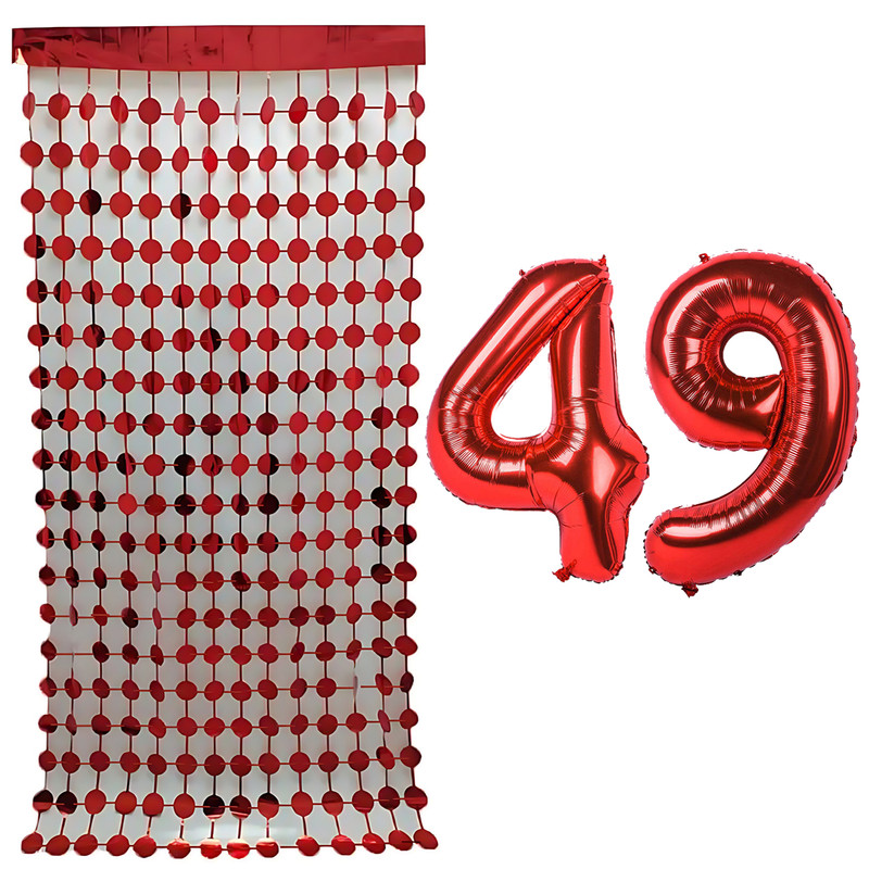 بادکنک فویلی مسترتم طرح عدد 49 به همراه ریسه تزئینی بسته 3 عددی