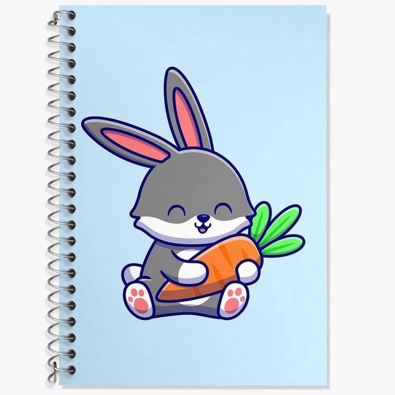 دفتر زبان 50 برگ خندالو مدل دو خط طرح حیوانات بامزه خرگوش کد 25405