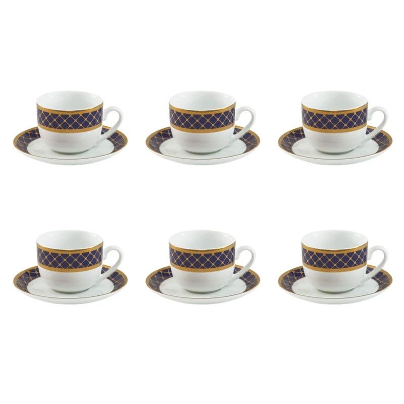 ست فنجان و نعلبکی 12 پارچه 6 نفره چینی زرین ایران مدل چای خوری ایتالیا اف 8 هلیا درجه عالی