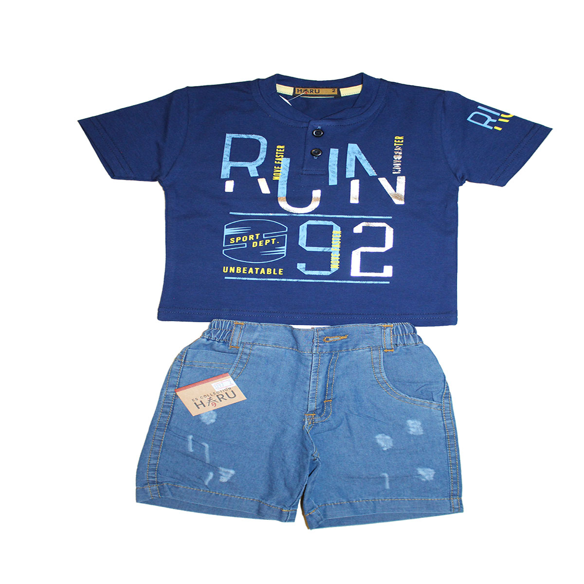 ست تی شرت و شلوارک پسرانه هارو مدل RUN